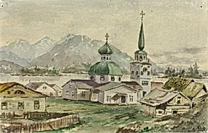 Rear View of Greek Church, Sitka, 1888