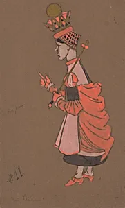 Red Queen (costume design for Alice-in-Wonderland) 1915)