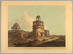 Remains of an Ancient Building Near Firoz Shah's Cotilla, Delhi, from "Oriental Scenery: Twenty Four Views in Hindoostan" by Thomas Daniell, British, 1749 - 1840