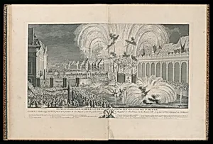 REPRESENTATION DES EDIFICES ET DECORATIONS ELEVÃS, ET DU FEU DâARTIFICE ExÃ©cutÃ© le 5. Octobre 1744 sous le bon plaisir et en presence de Sa MajestÃ© LOUIS XV par les Ordres du Magistrat de Strasbourg, sur la Riviere dâIll, et en faÃ§e du Palais Episcopal oÃ¹ Sa MajestÃ©