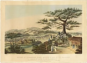 Return of Commodore Perry, Officers and Men of the Squadron from an Official Visit to the Prince Regent at Shui, Capitol of Lew Chew, June 6th 1853
