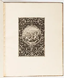 River God, plate from a suite of 6 ornamental designs with the Judgement of Paris
