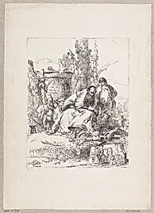 Seated Magus Observing Skulls, and Other Figures, plate 5 from the Scherzi di Fantasia