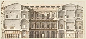 Section of the Wings and Elevation of a Wall on the Court, Palazzo Farnese, Rome by Unknown