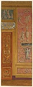 Section of wall showing panels of arabesque designs, Music Room, Palace of Fontainebleau, France