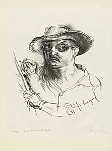 Self-Portrait with Hat by Philip Evergood, 26 Oct 1901 - 11 Mar 1973