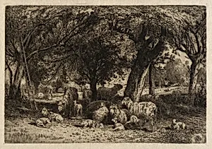(Sheep in an Orchard)