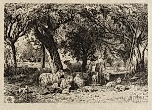 (Sheep in an Orchard)