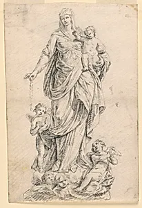 Sheet 15 of a Drawing Book, Group of the Madonna of the Rosary