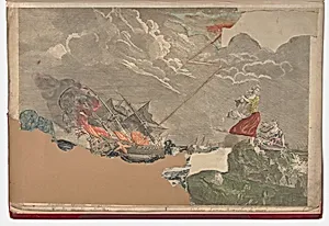 Ship on Fire in Turbulent Waters by Unknown