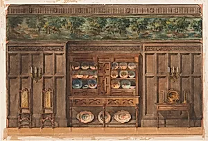 Side elevation of a dining room