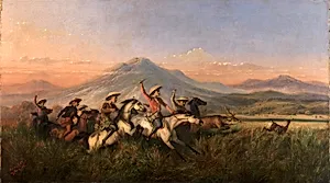 Six Horsemen Chasing Deer