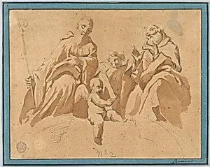 Sketch for a wall paiting: Two sainted monks by Unknown