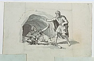 Sketch for an Unused Scene for a Cartoon for Cotton Printing: La Vie de BÃ©lisaire