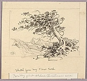 Sketch for Christmas Card (Windswept Pine [no. 1]) by George Elbert Burr