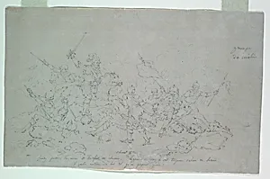 Sketch for Scene 3 of cartoon for cotton printing:The History of Heny IV [L'Histoire de Henri IV]