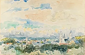 Sketch of a Village by Charles Albert Lebourg, French