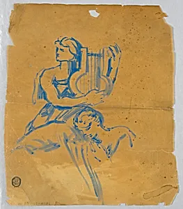 Sketch of Two Angels by Francis Augustus Lathrop, (American, 1849–1909)