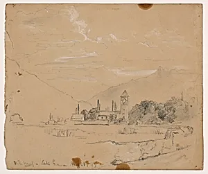 Sketch of Villeneuve, Lake Geneva by Daniel Huntington, American, 1816–1906