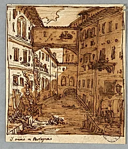 Sketchbook Page: Study of Reno, Bologna; Verso: Architectural Details by Felice Giani, Italian, 1758–1823