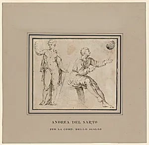 Sketches of a Nude Figure in Classical Pose and a Seated Figure