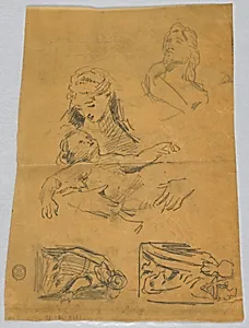 Sketches of the Virgin and the Magi by Francis Augustus Lathrop, (American, 1849–1909)