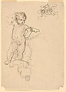 Sketches, The Child, Saint John, and the Cross Supported by Flying Angles (?) by Fortunato Duranti, Italian, 1787 - 1863