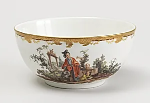 Slop Bowl with Chinoiserie Vignettes