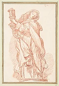 St. Clare on façade of S. Silvestro in Capite by Giuseppe Mazzoni