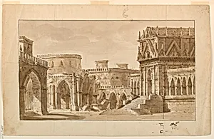 Stage Design, Gothic Palace, Church, and Fortress