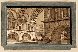 Stage Design, Group of Temple Buildings by Angelo Toselli, ca. 1765? – 1826