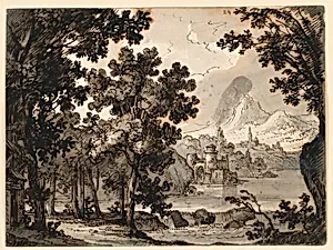 Stage Design: Landscape with Hut, for the Opera La Straniera