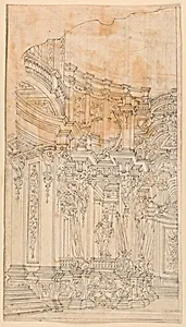 Stage Design: Palace Architecture with Trophies by Unknown
