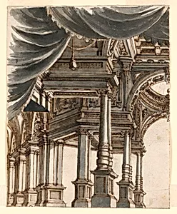 Stage Design: Palace Atrium Supported by Columns and Pillars