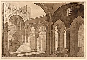 Stage Design, Prison in Gothic Building