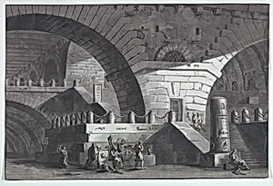Stage Design, Prison Interior with the Death of Socrates by Antonio Giuseppe Basoli, Italian, 1774–1843