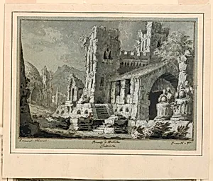 Stage Design, Ruins of Antique Buildings, design for "Gli Avventurieri" by Carlo Valentini (1790-1853), produced at the Teatro Pantera, Lucca in 1837.