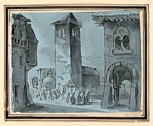 Stage Design, Street with Procession