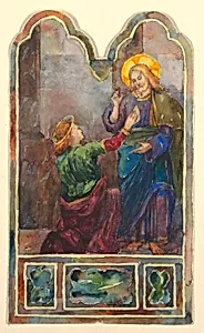 Stained glass window: Christ and Peter