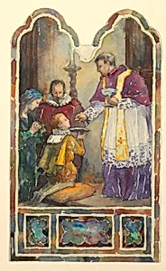 Stained glass window: First communion