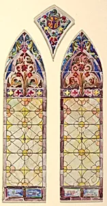 Stained glass window: right pane of three part design