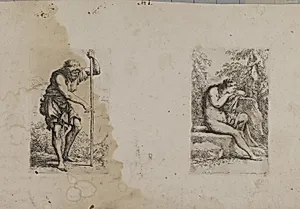 Standing Man, Holding Staff--Seated Female...