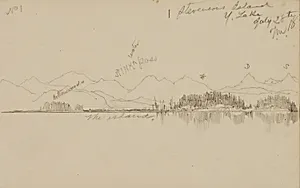 Stevensons Island (no. 1) Yellowstone Lake by Thomas Moran