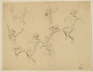 Study for a group, “Vintage Festival,” Mendelssohn Glee Club, New York, NY by Robert Frederick Blum, American, 1857–1903