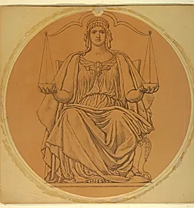 Study for "Justice," Lunette in Hudson County Courthouse, Jersey City, NJ