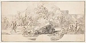 Study for Painting "The Landing of Columbus in America," Sala del Minor Consiglio, Palazzo Ducale, Genoa, Italy