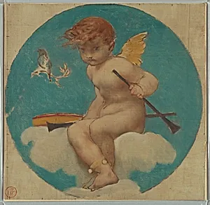 Study for Roundel with Putto Holding Attributes of Music