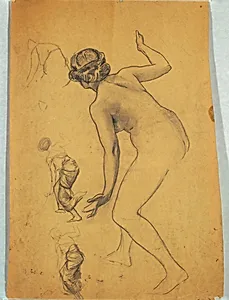 Study of Bending Nude Figure
