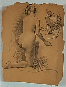 Study of Kneeling Nude Figure