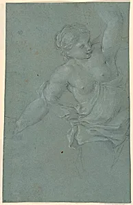 Study of the upper part of the body of a running girl by Carlo Moretti, Italian, 1934 - 2008